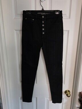 American Eagle Black Super Stretch Hi-Rise Button-up Jeggings